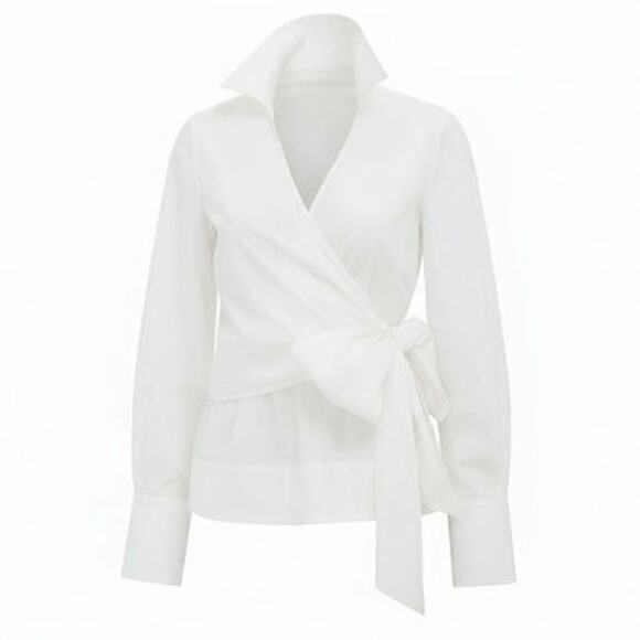 TUCKERNUCK White Tie Front Bow Bea Blouse Size XXL NWT Retail $168 Tuckernuck - Picture 8 of 8